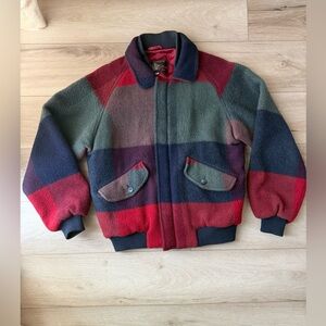 Vintage Men’s Wool Plaid Bomber Jacket | Size M Heritage
